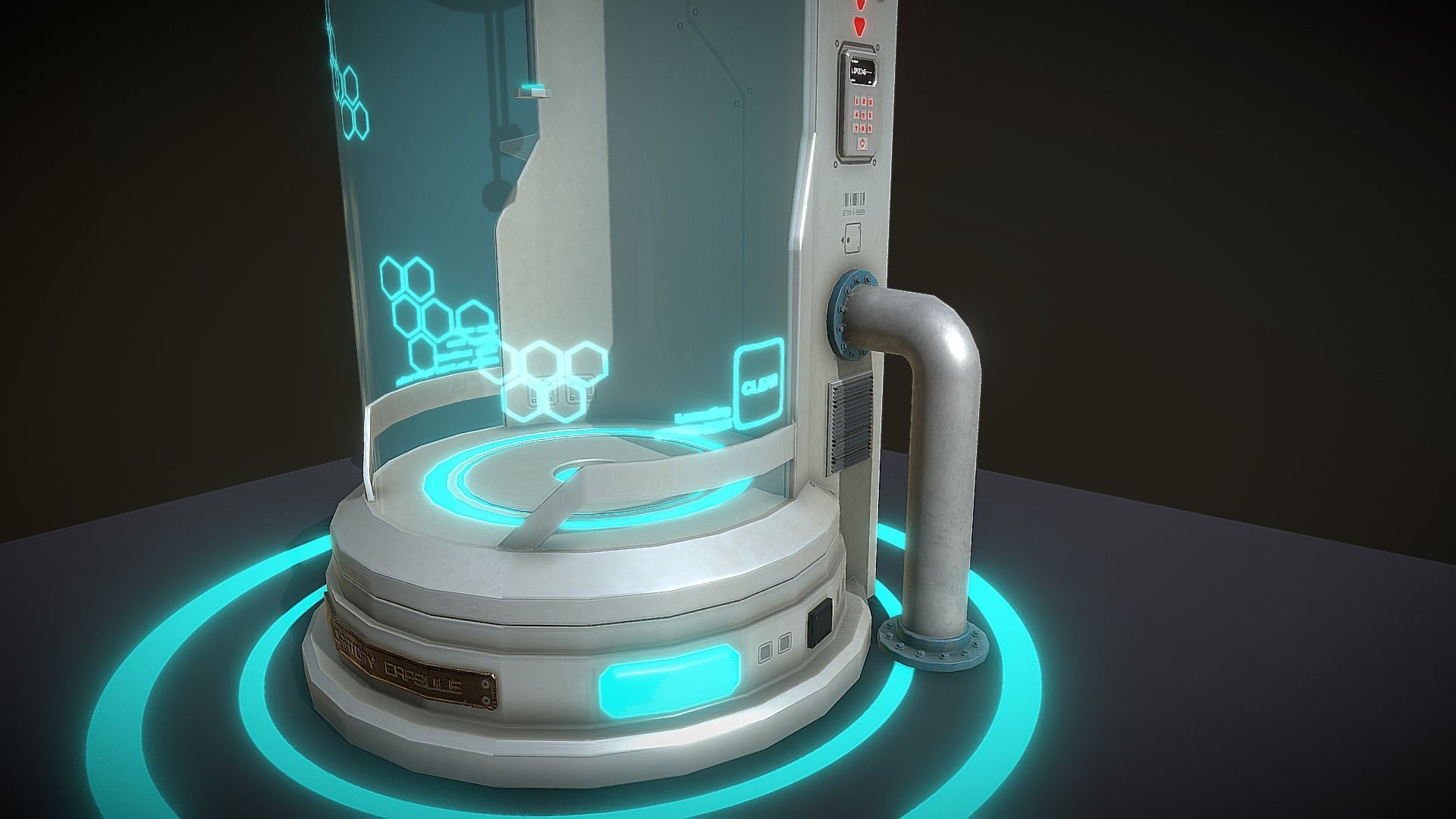 Sci-fi Laboratory Capsule Low-poly 3D model_9