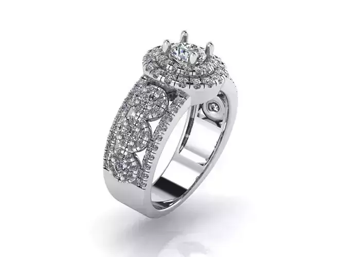 double halo round ring 354