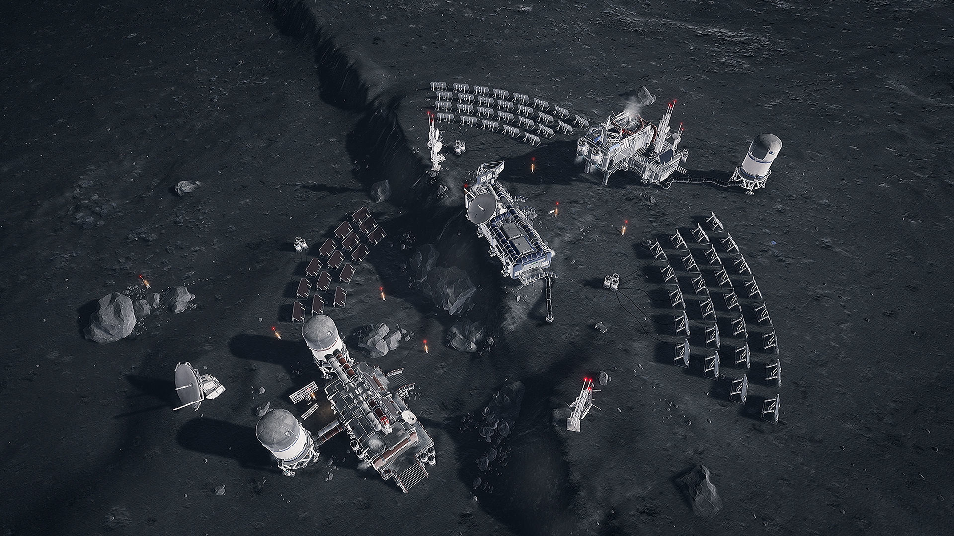 Modular Lunar Base Low-poly 3D model_4