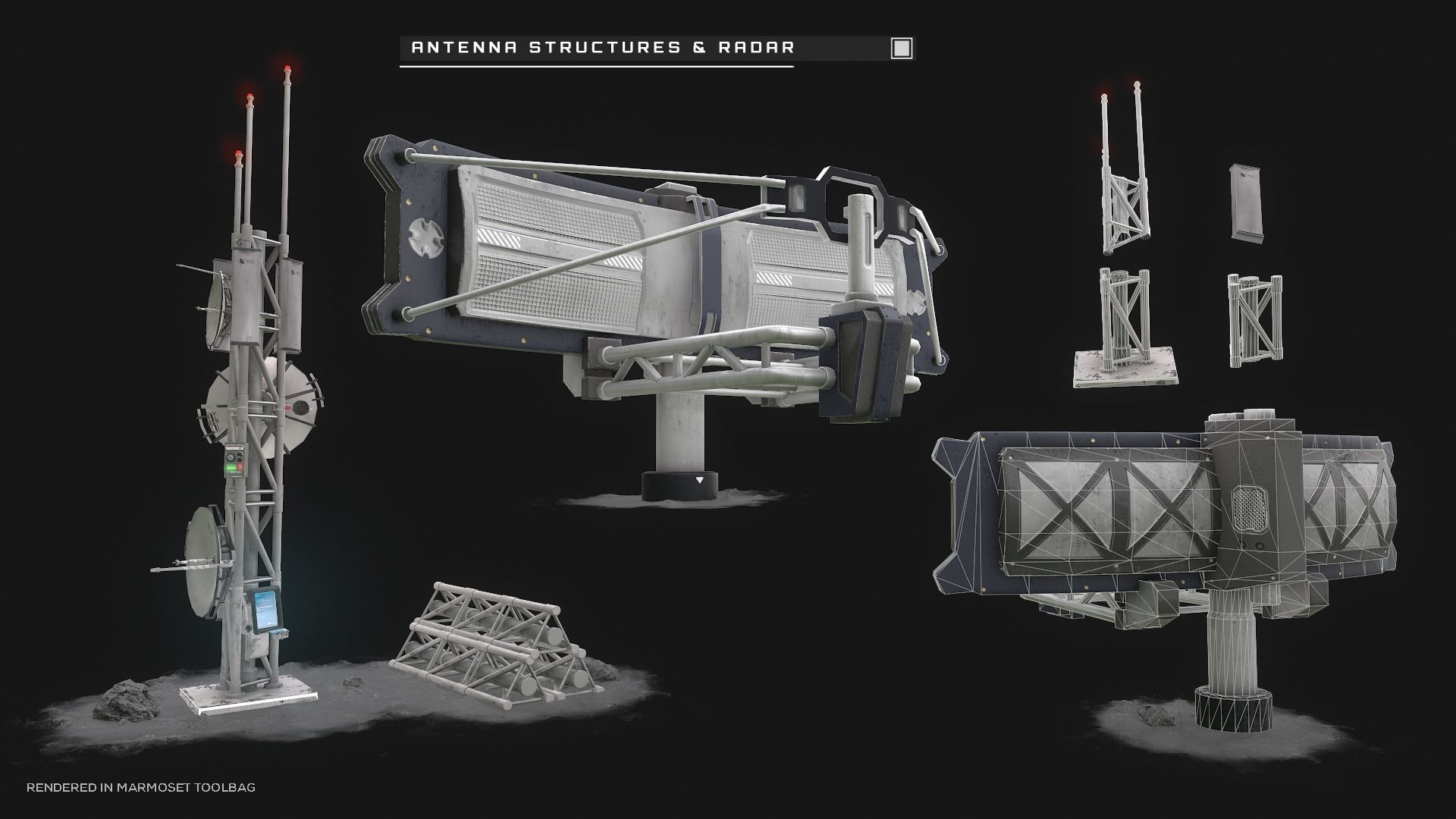 Modular Lunar Base Low-poly 3D model_8