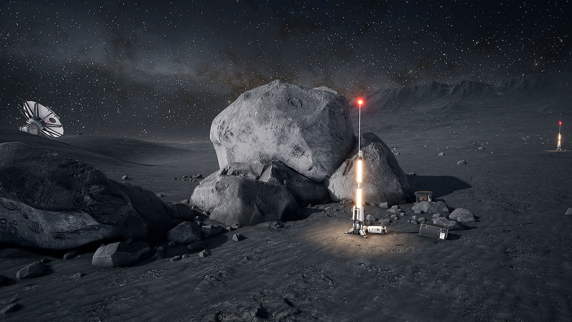 Modular Lunar Base Low-poly 3D model_3