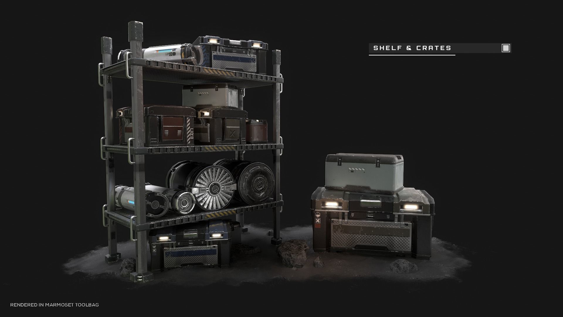 Modular Lunar Base Low-poly 3D model_7