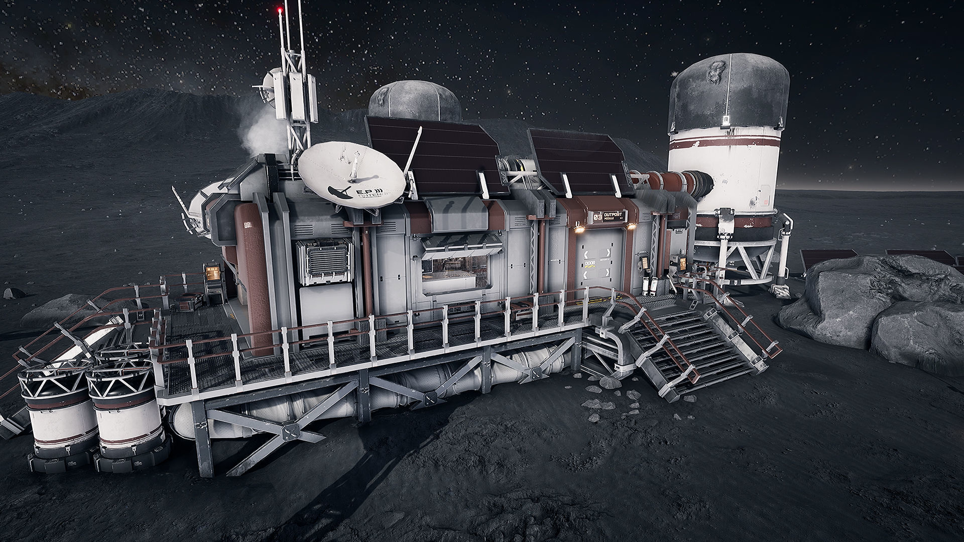 Modular Lunar Base Low-poly 3D model_1