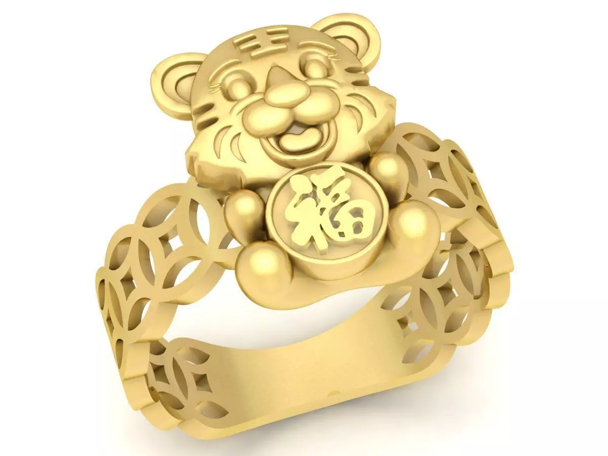 Luxury Lucky Bear Feng Shui Ring 3D Jewelry Model 3589 3D print model