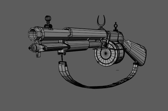 PBR Shotgun antique gun Low-poly 3D model_7