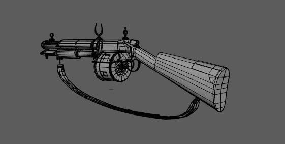 PBR Shotgun antique gun Low-poly 3D model_6