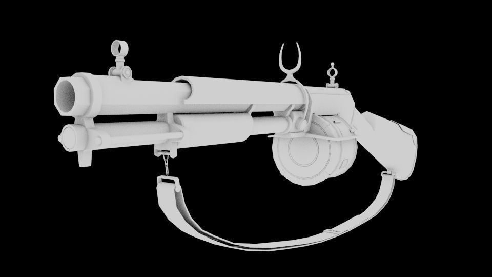 PBR Shotgun antique gun Low-poly 3D model_5