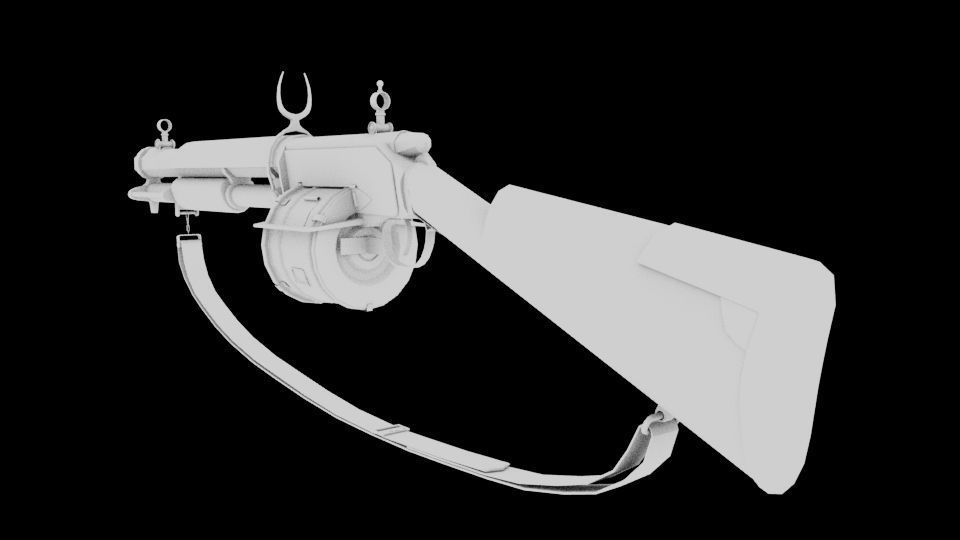 PBR Shotgun antique gun Low-poly 3D model_4