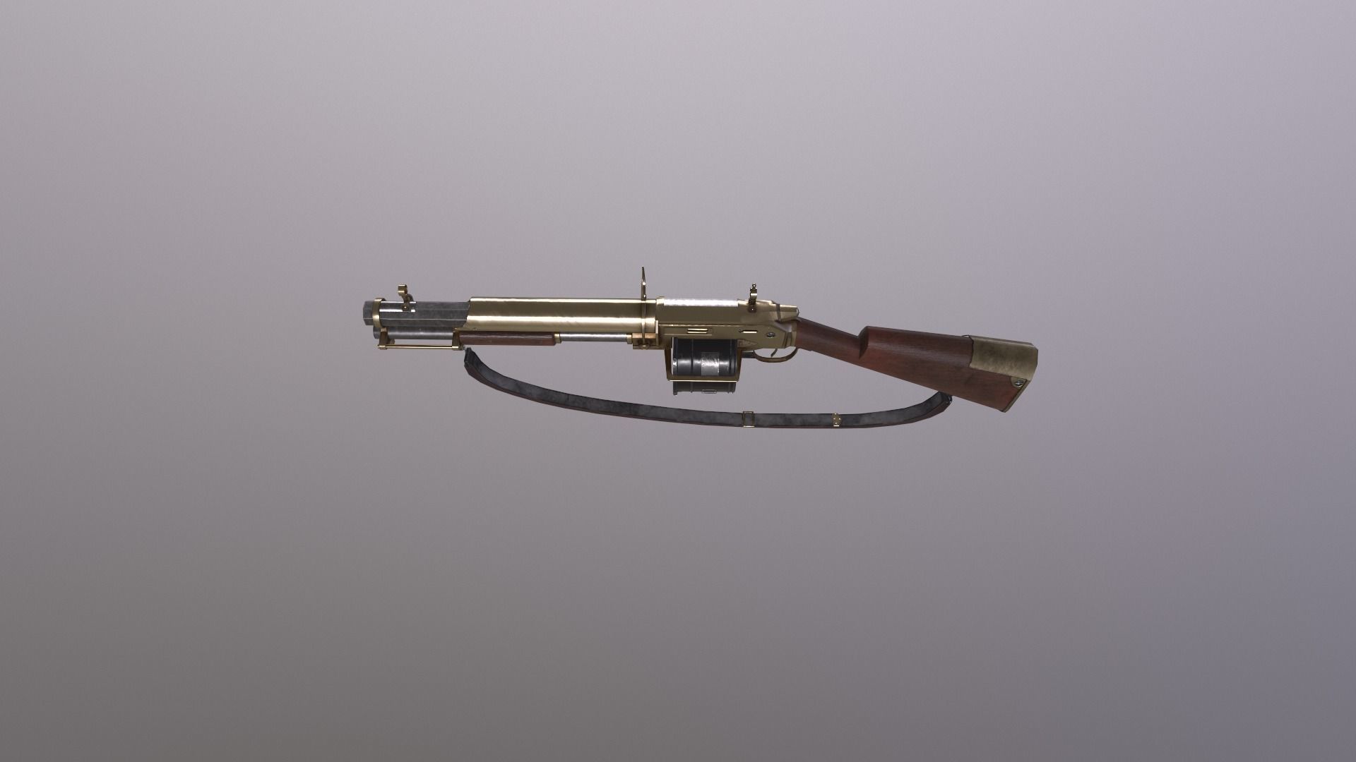 PBR Shotgun antique gun Low-poly 3D model_2