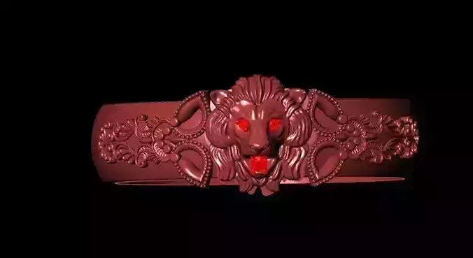 Simple fashion gold crown  lion head ring constellation Leo punk