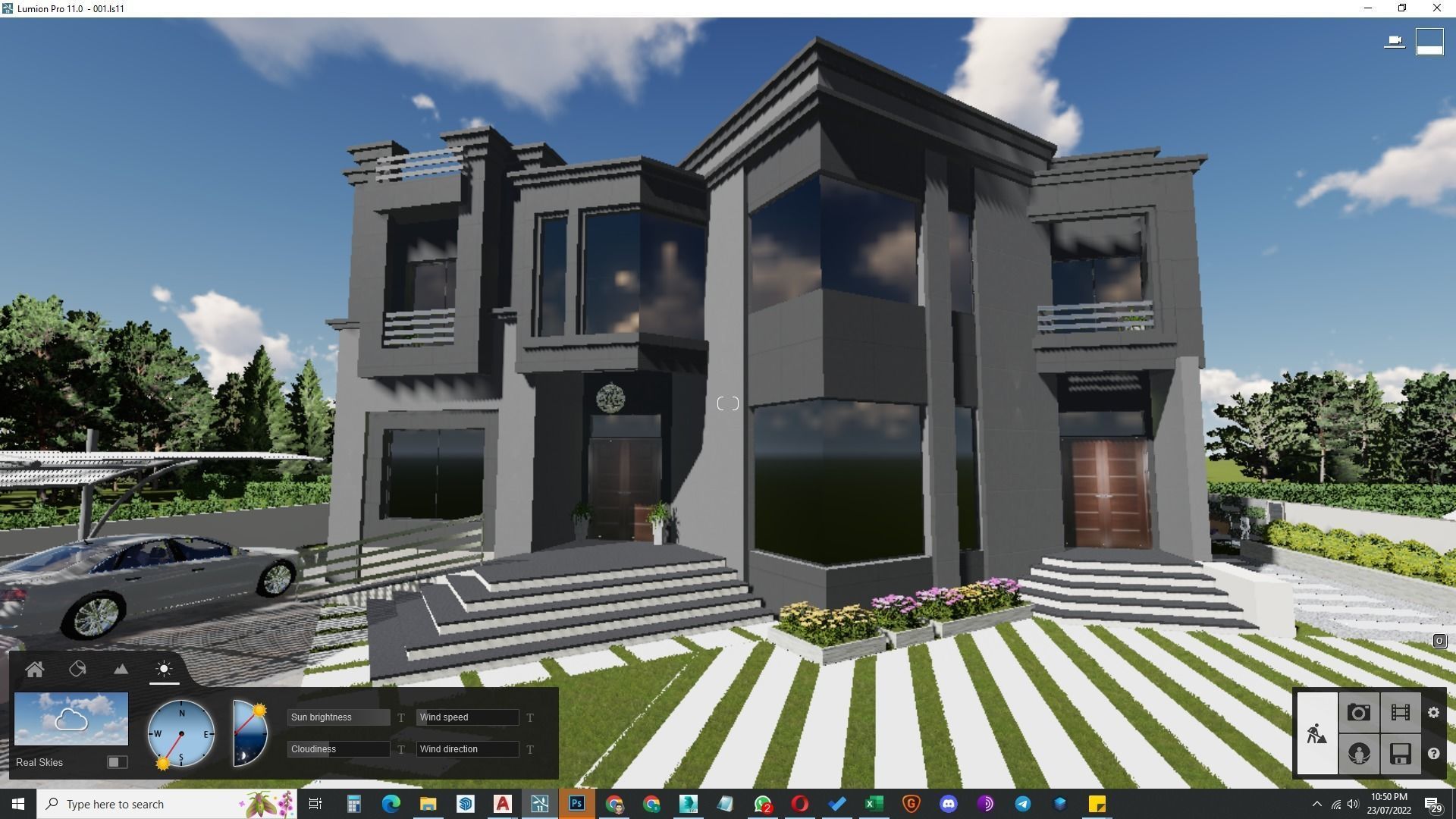 front landscape design of luxury house 3D model_31