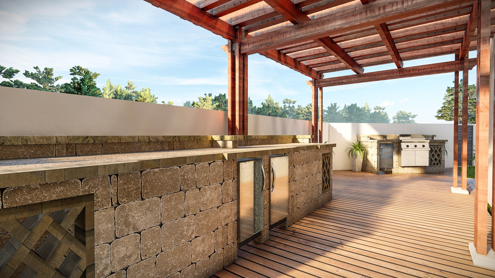 front landscape design of luxury house 3D model_7