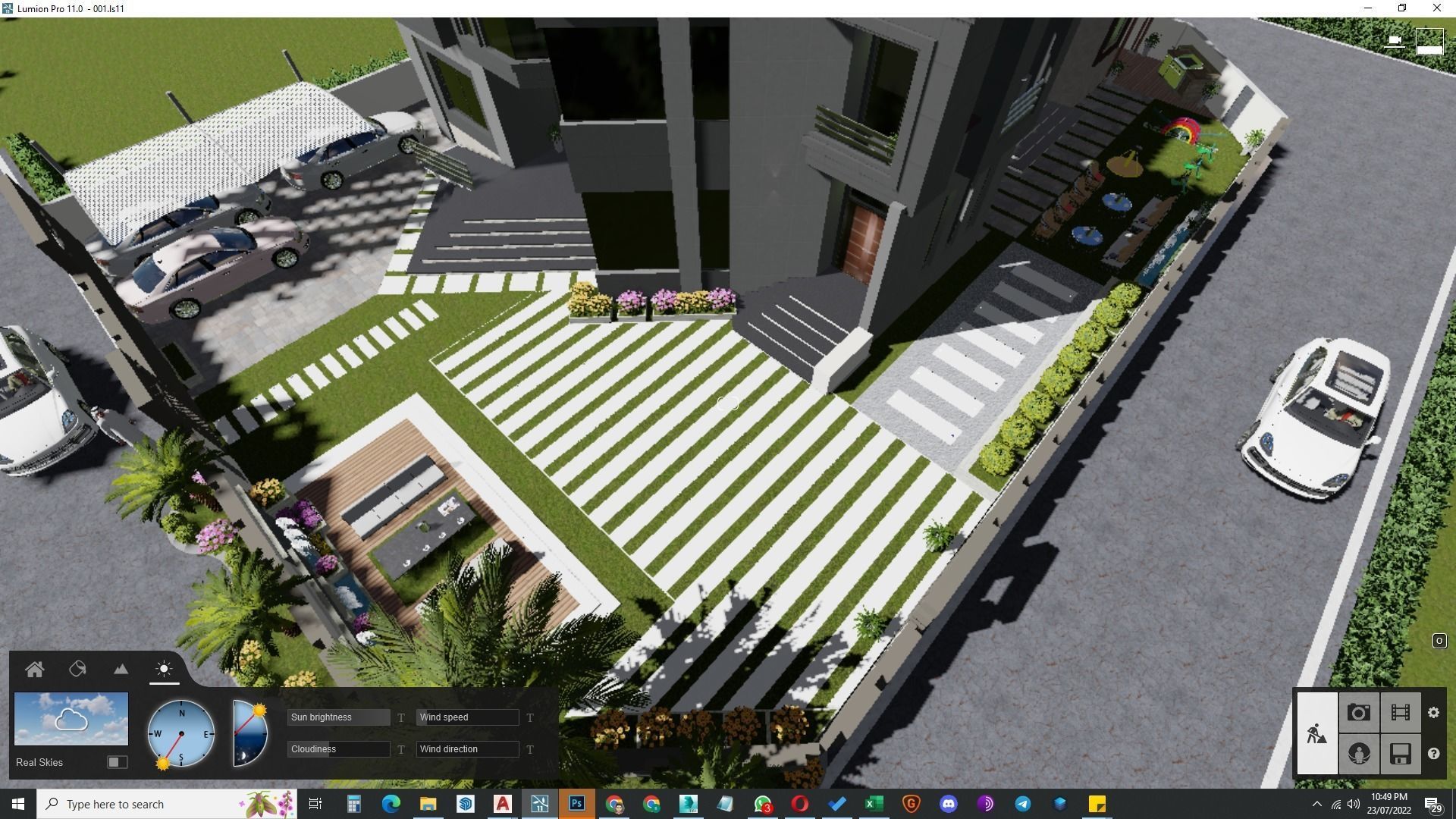 front landscape design of luxury house 3D model_28