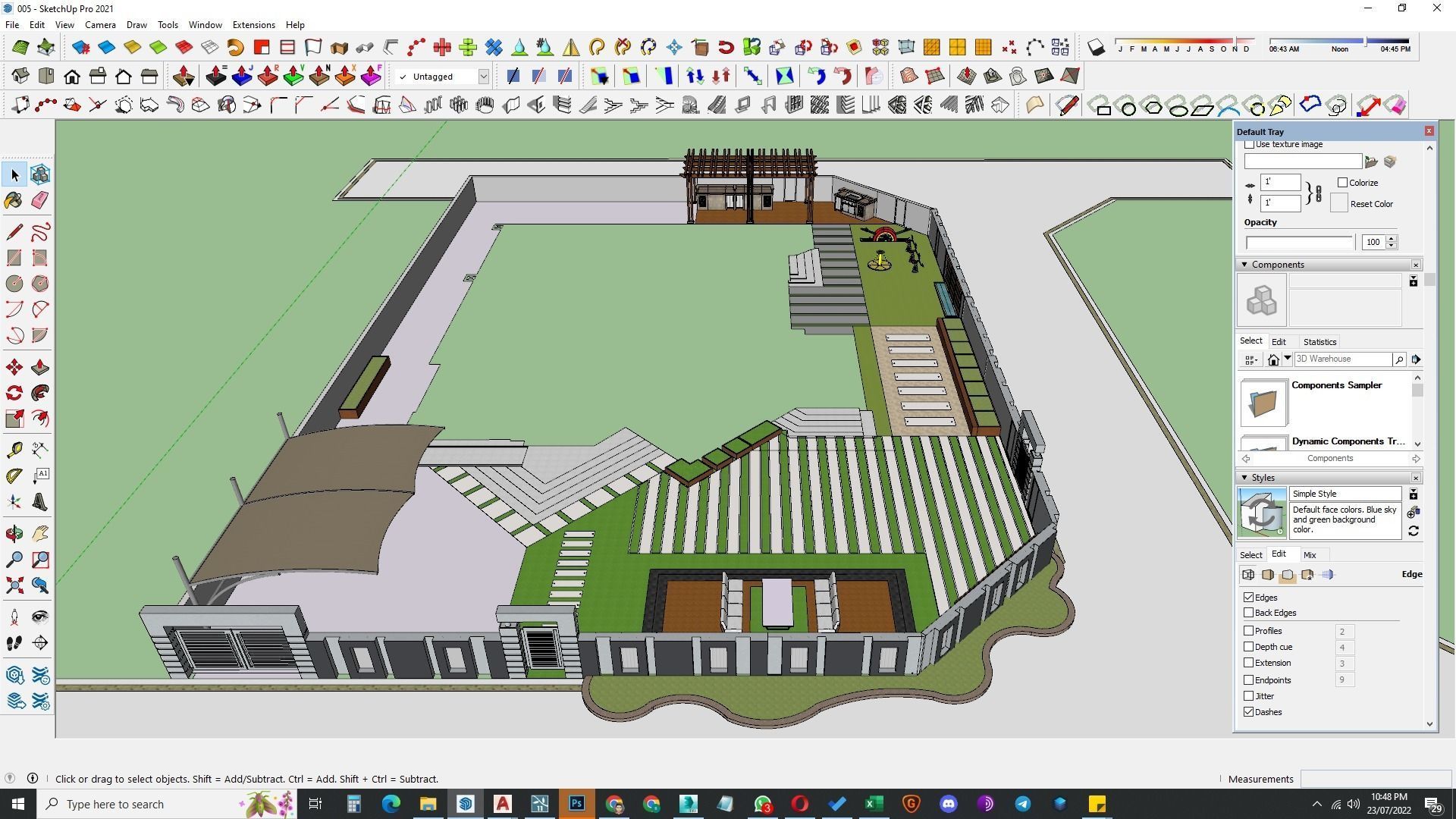 front landscape design of luxury house 3D model_10
