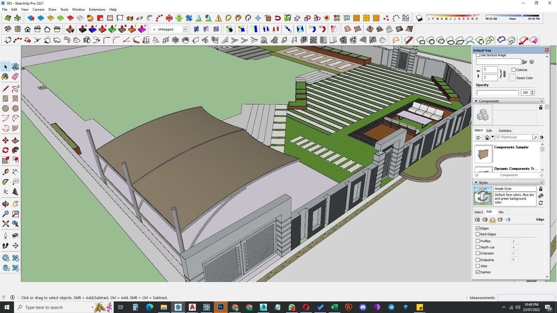 front landscape design of luxury house 3D model_12