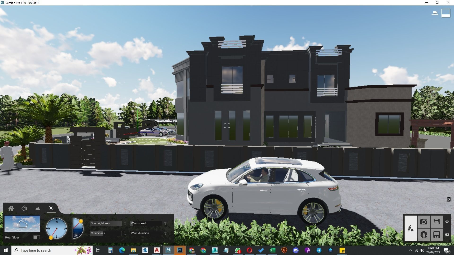 front landscape design of luxury house 3D model_26