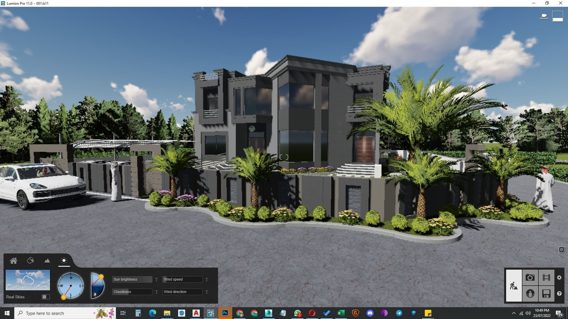front landscape design of luxury house 3D model_24