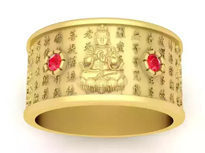 Guanyin Buddha Buddha Heart Sutra Ring 3591