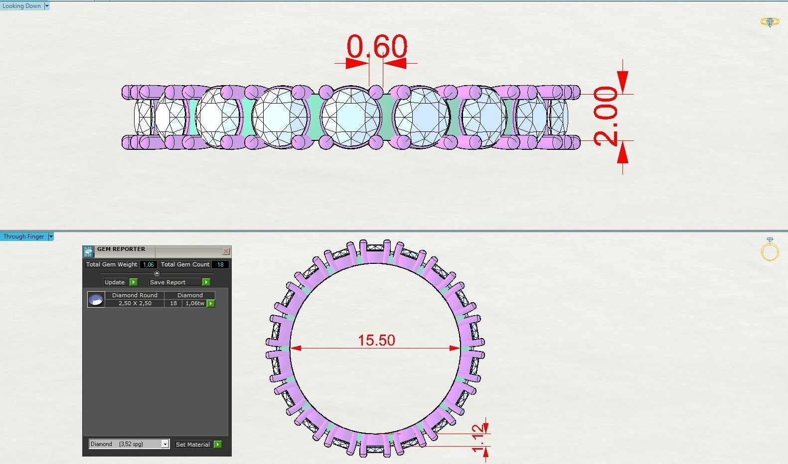 set of rings with gems  3D print model_5