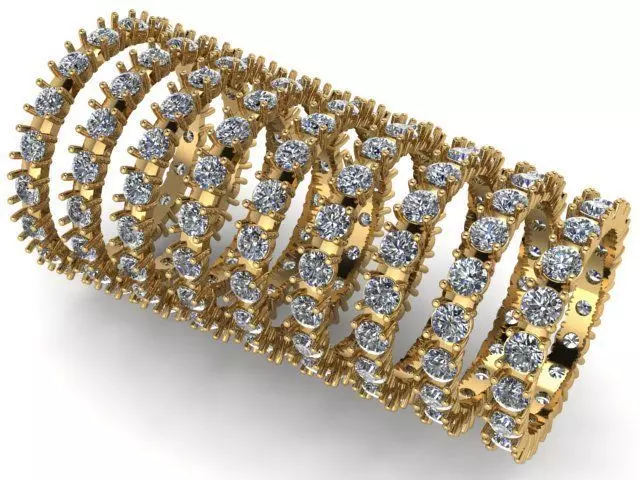 set of rings with gems  3D print model_0