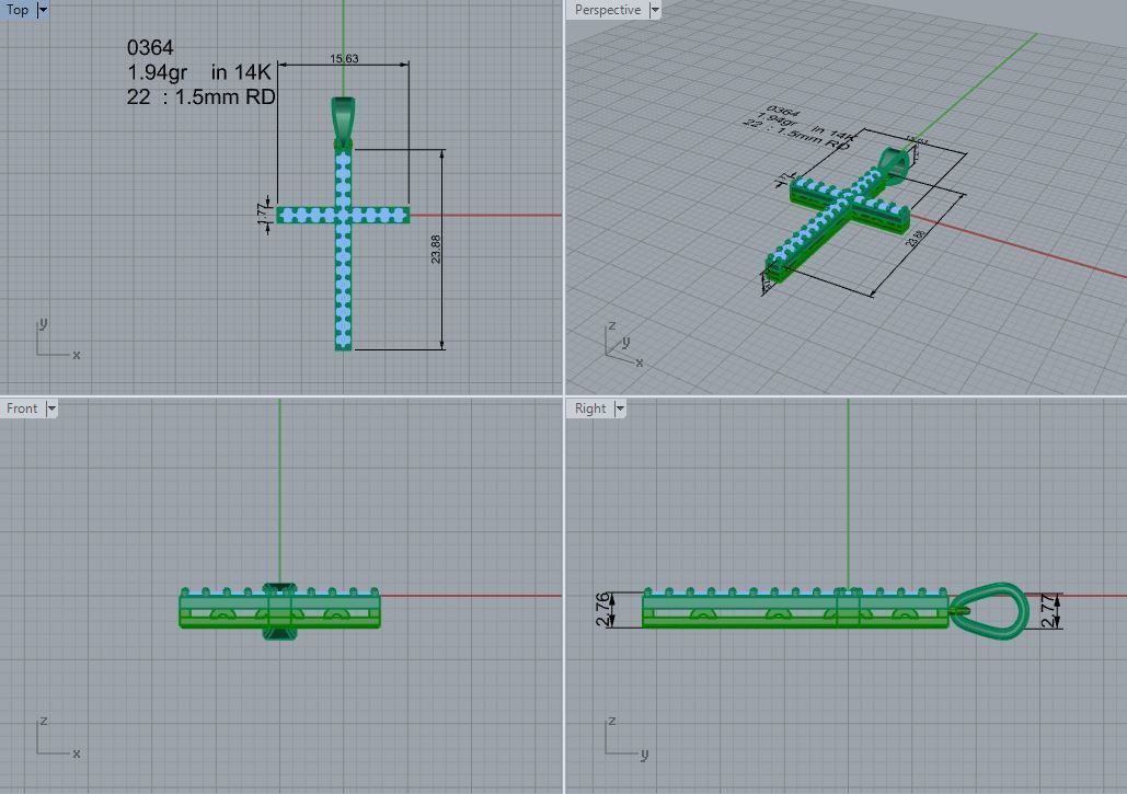 cross pendant 364 3D print model_4
