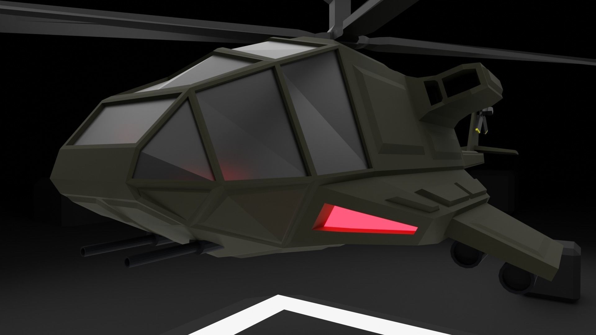 Attack Helicopter - Orka Mk3 Low-poly 3D model_7