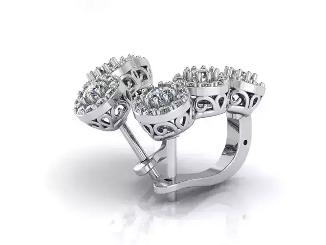 3 stone halo earring 365