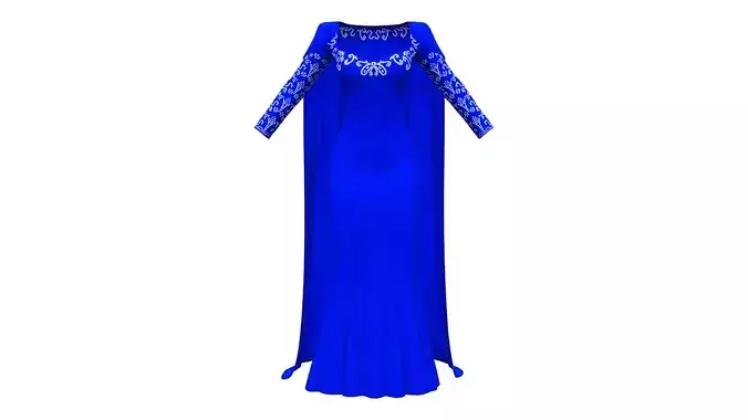 Royal Blue Long Evening  Dress With Cape