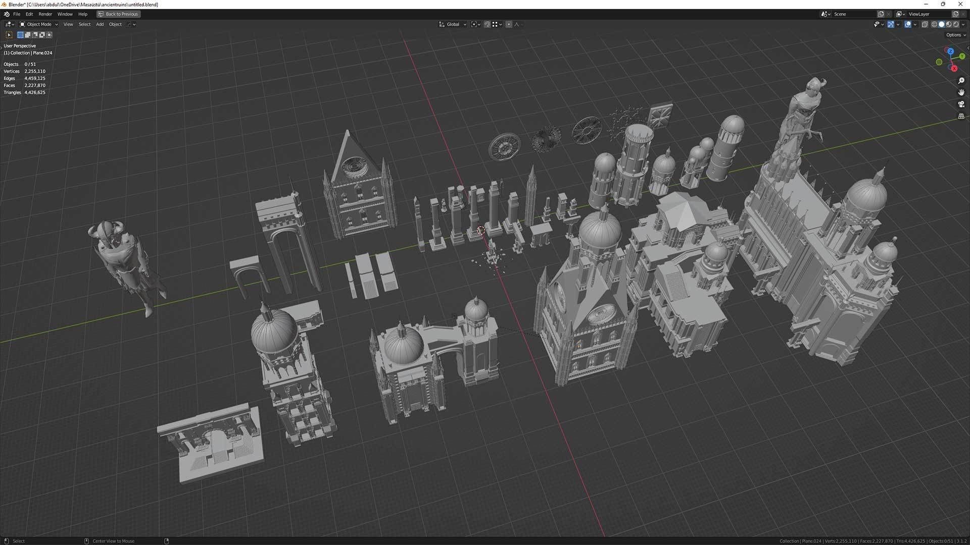 Ancient Ruins and Statues Low-poly 3D model_13