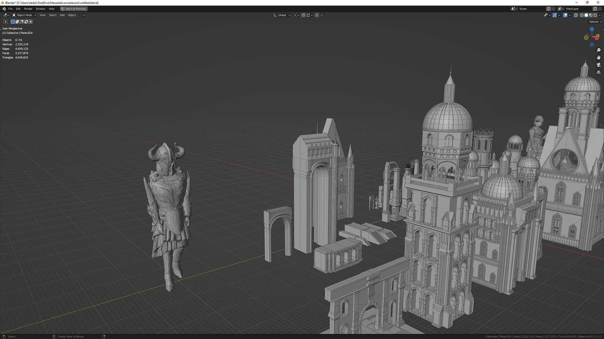 Ancient Ruins and Statues Low-poly 3D model_12