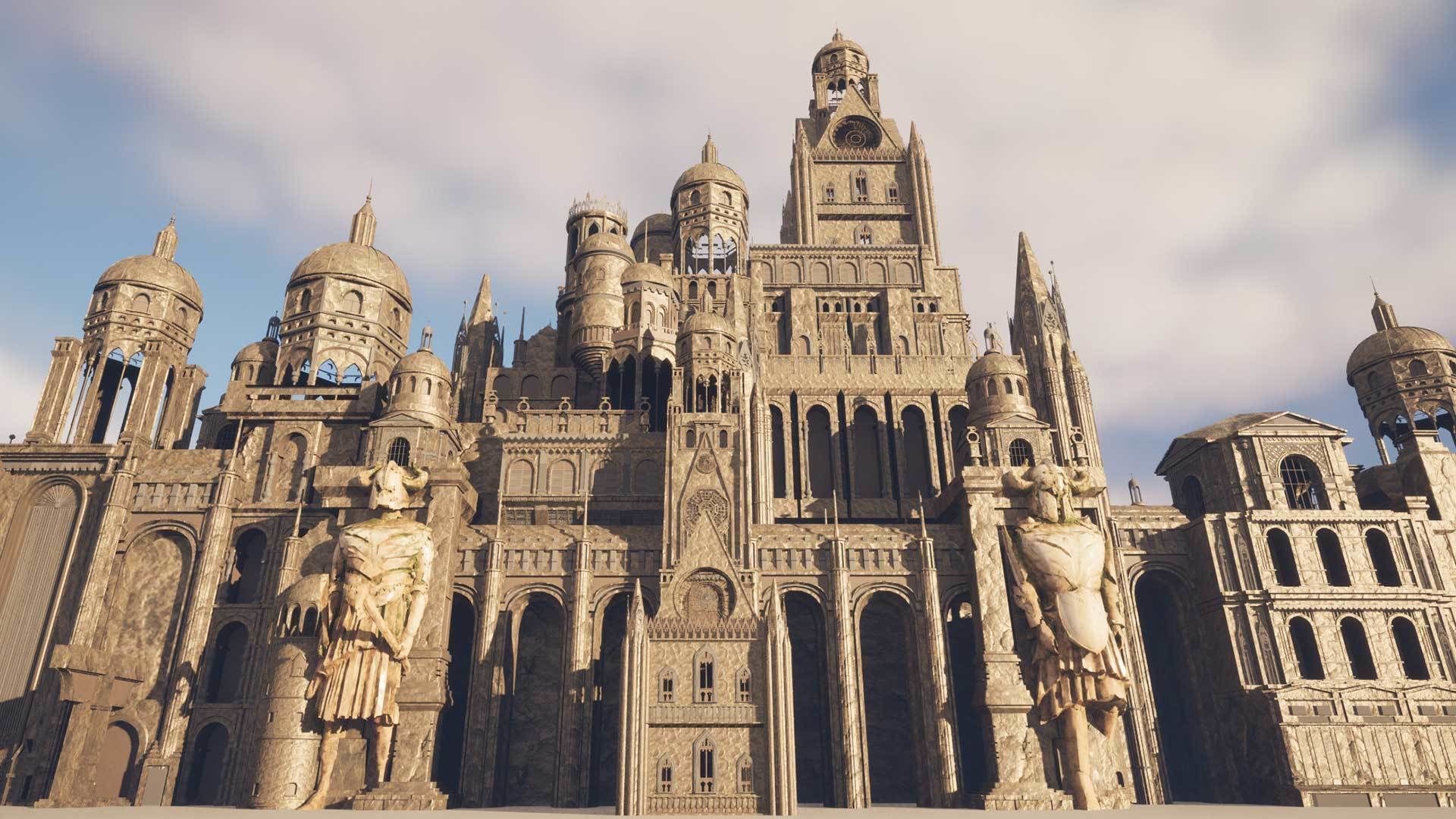 Ancient Ruins and Statues Low-poly 3D model_4