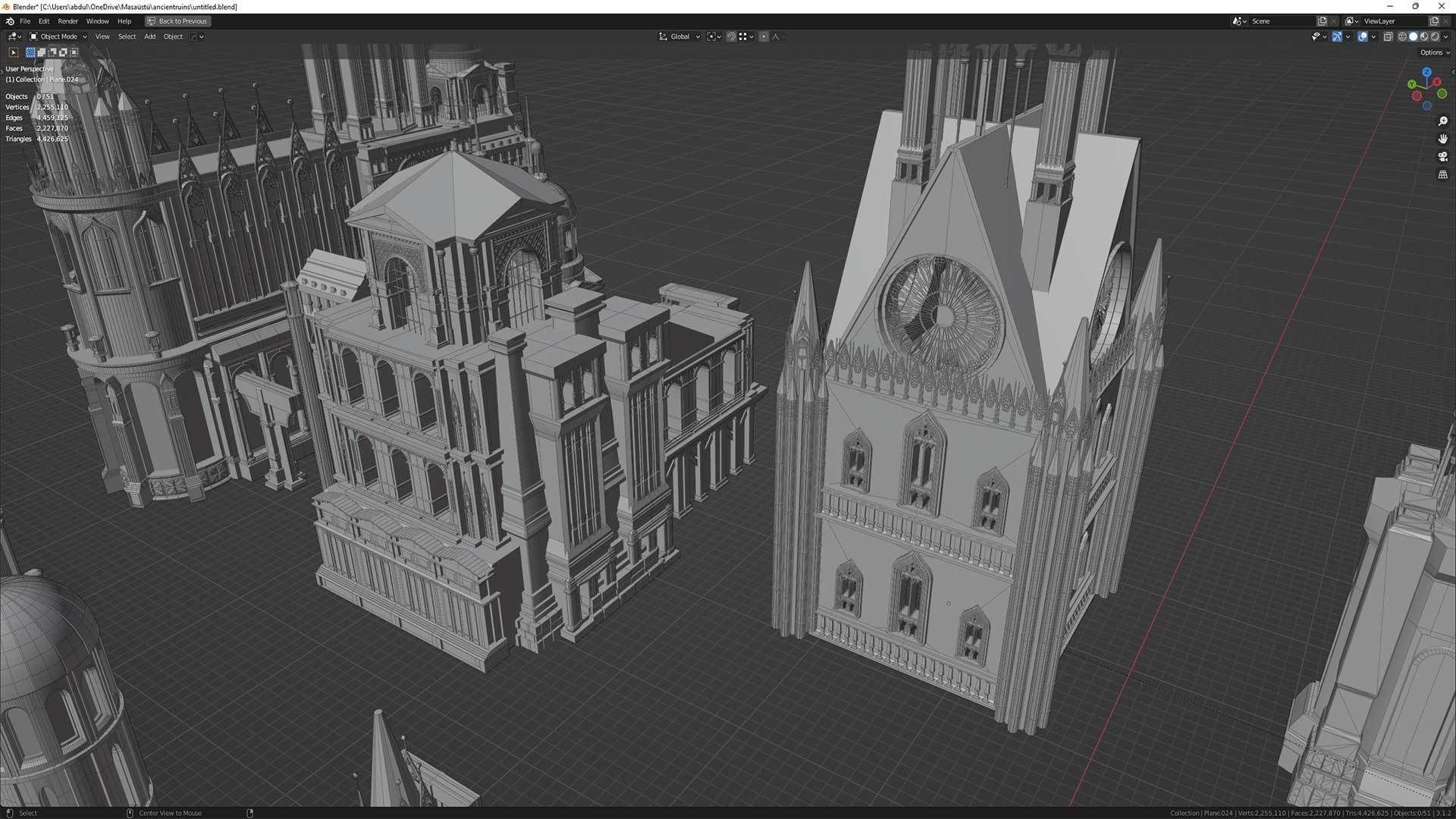 Ancient Ruins and Statues Low-poly 3D model_17