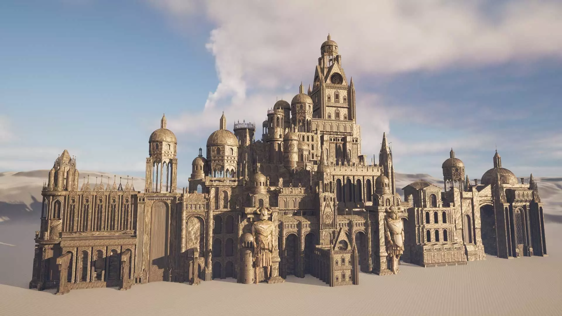 Ancient Ruins and Statues Low-poly 3D model_0