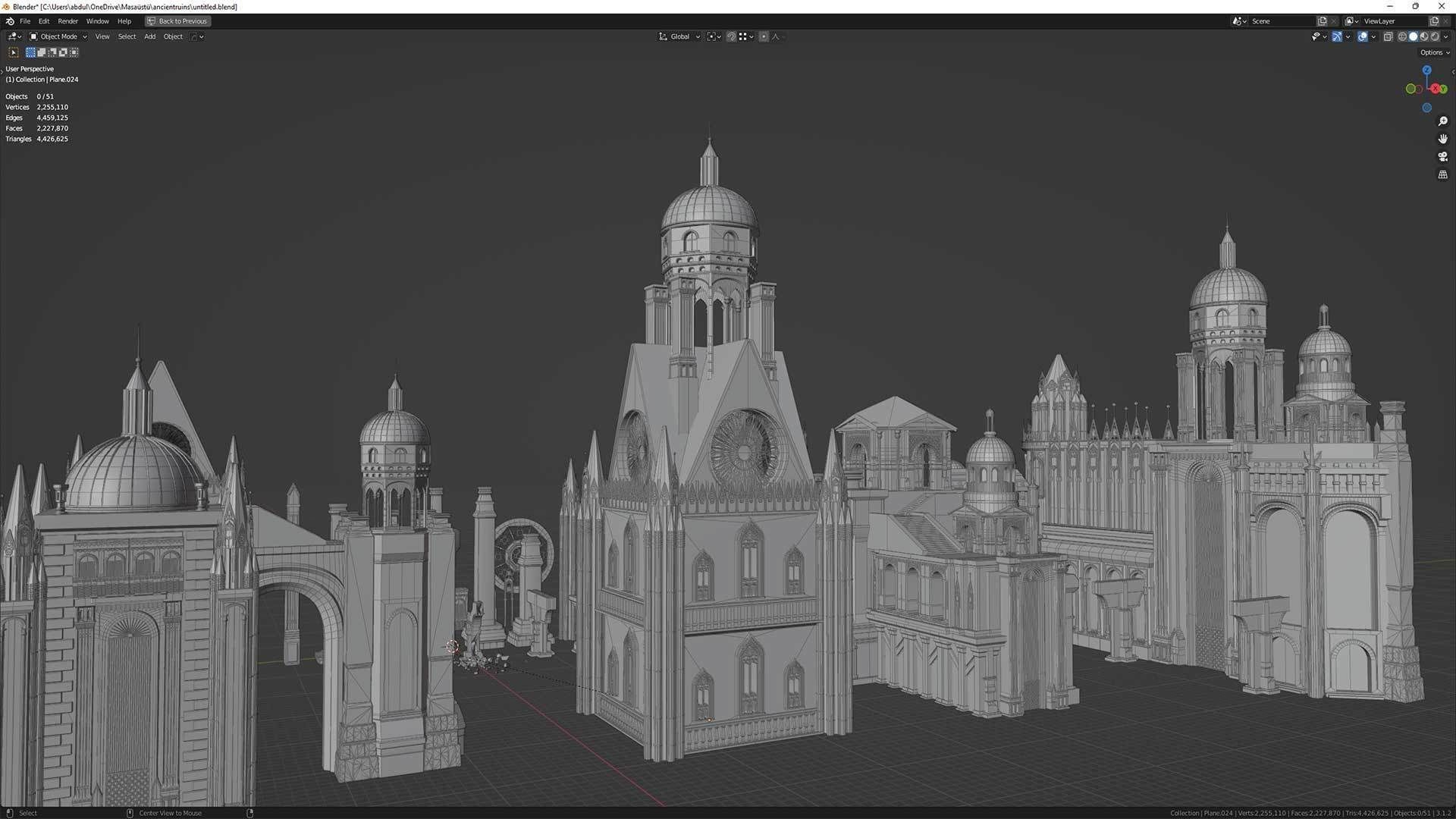 Ancient Ruins and Statues Low-poly 3D model_19
