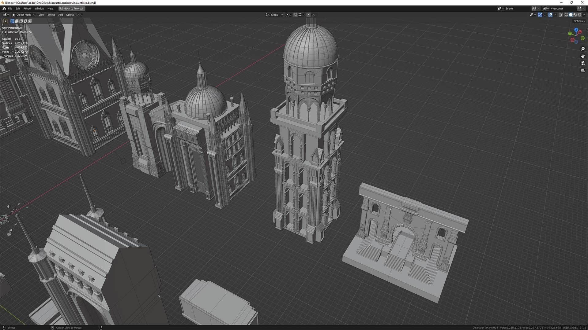 Ancient Ruins and Statues Low-poly 3D model_11