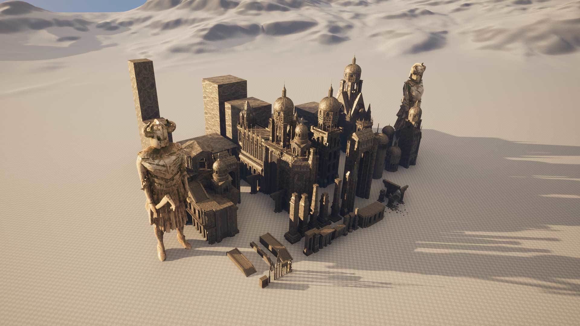 Ancient Ruins and Statues Low-poly 3D model_9