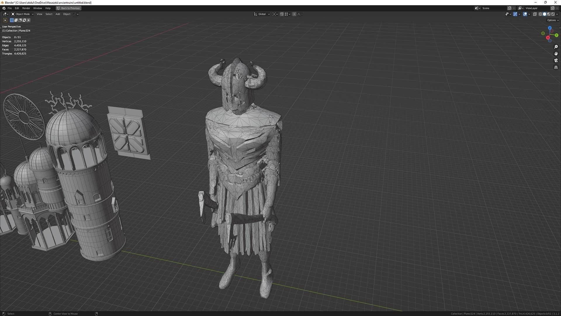 Ancient Ruins and Statues Low-poly 3D model_16