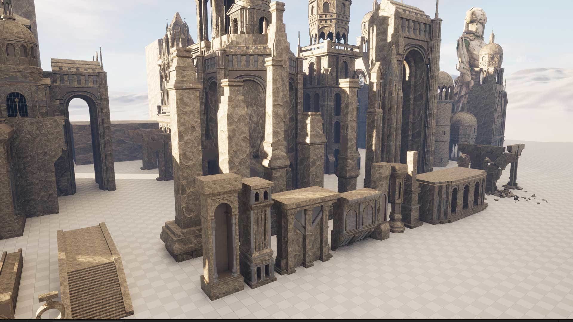 Ancient Ruins and Statues Low-poly 3D model_10