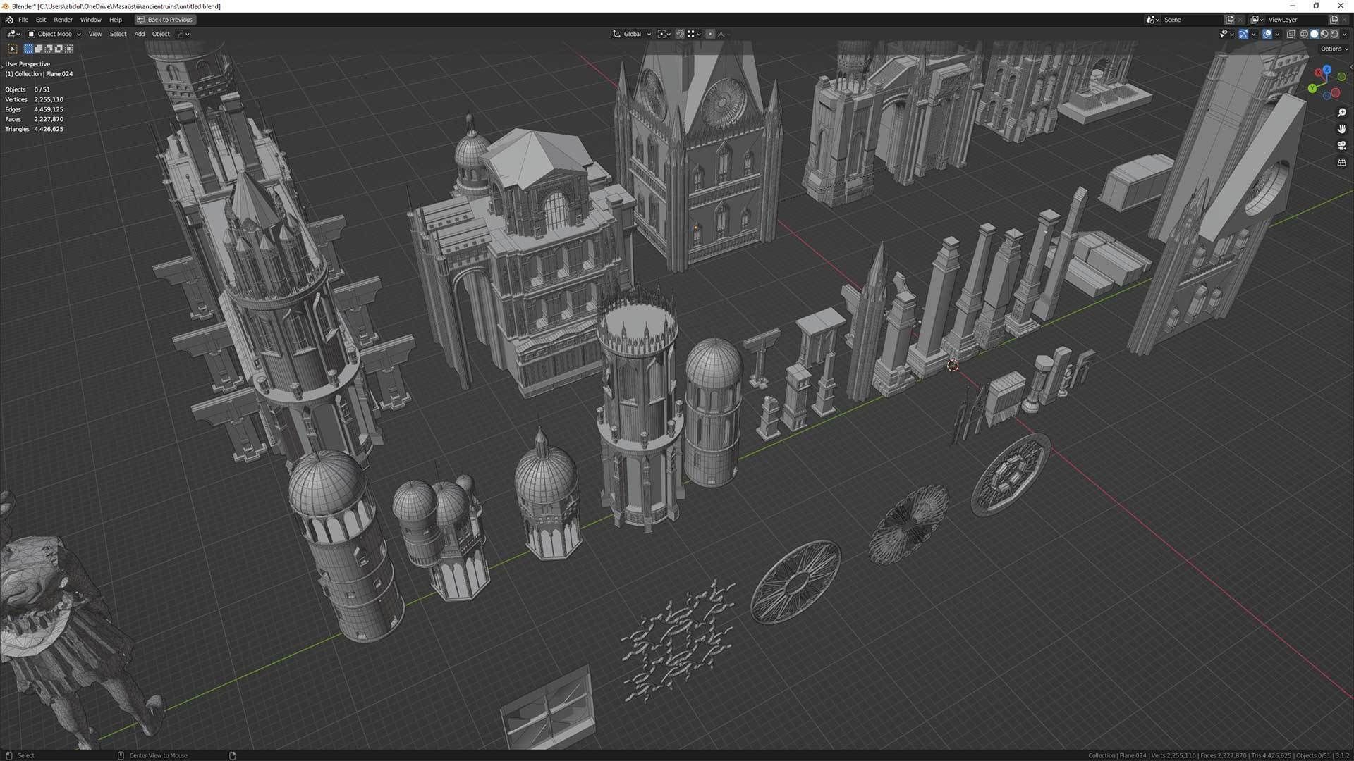 Ancient Ruins and Statues Low-poly 3D model_14