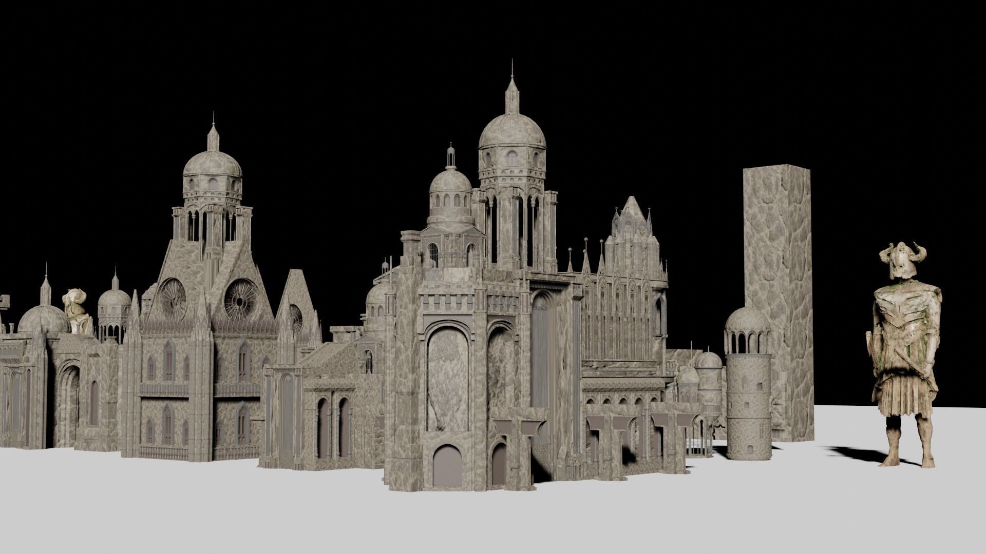 Ancient Ruins and Statues Low-poly 3D model_21