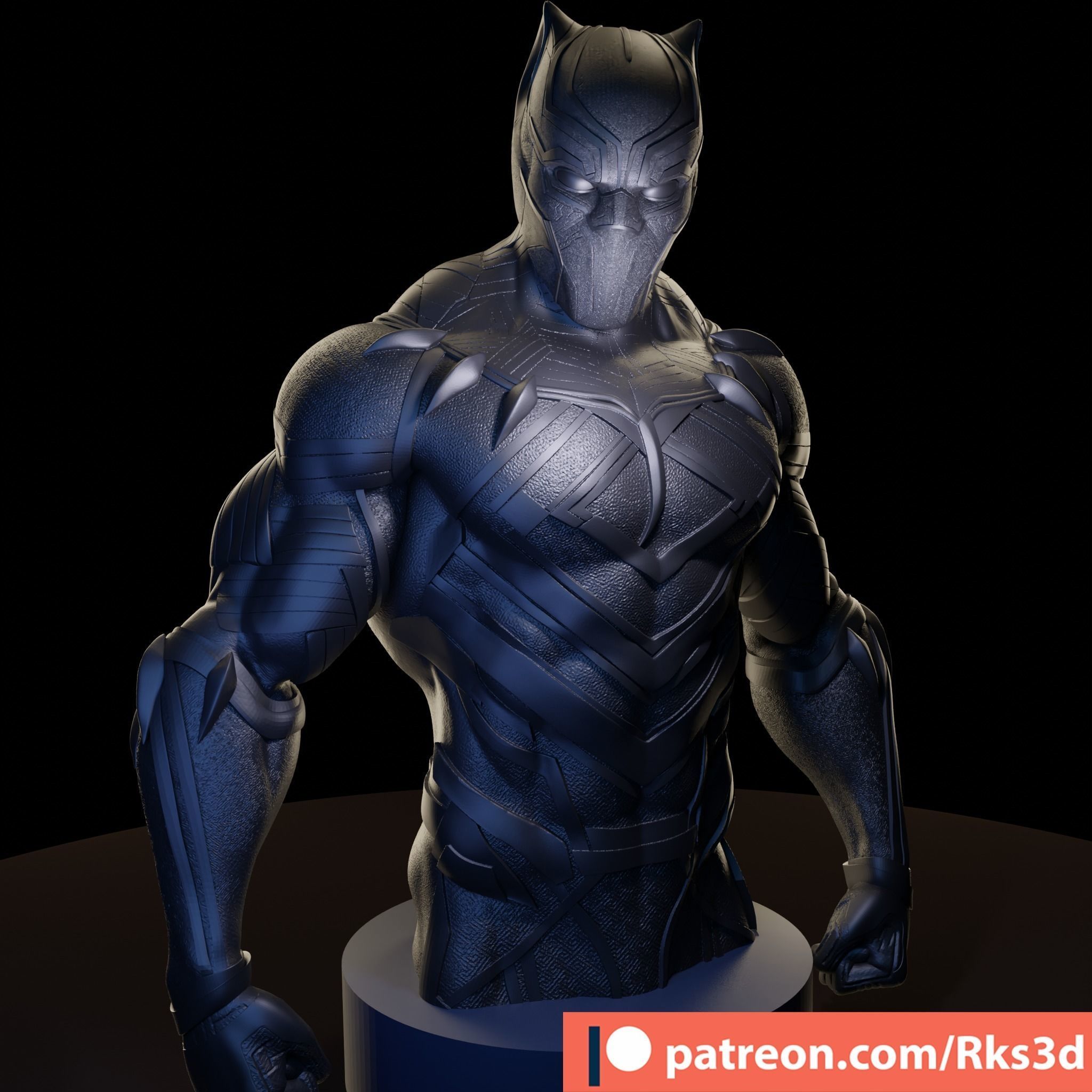 Black panther bust 3D print model_3
