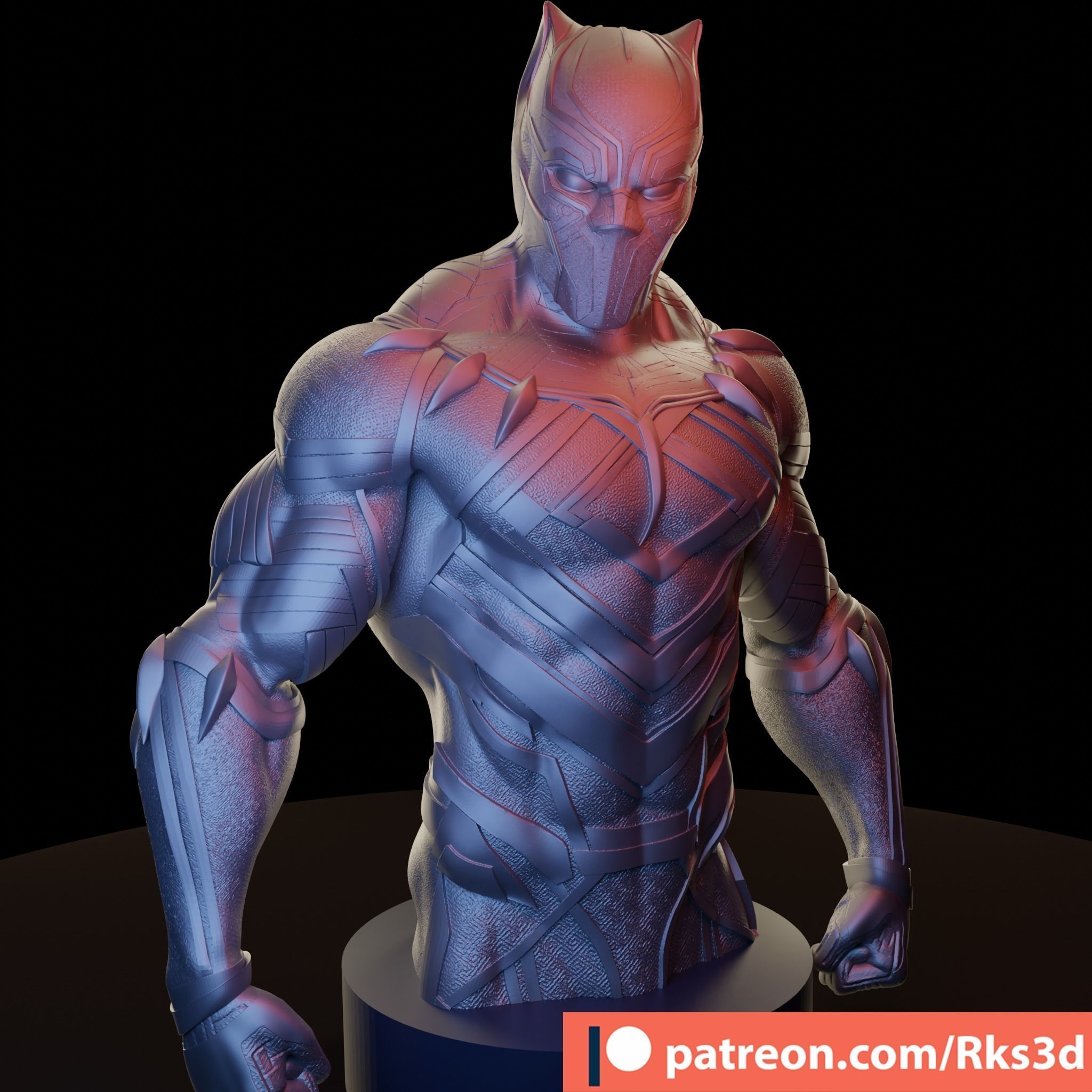 Black panther bust 3D print model_4