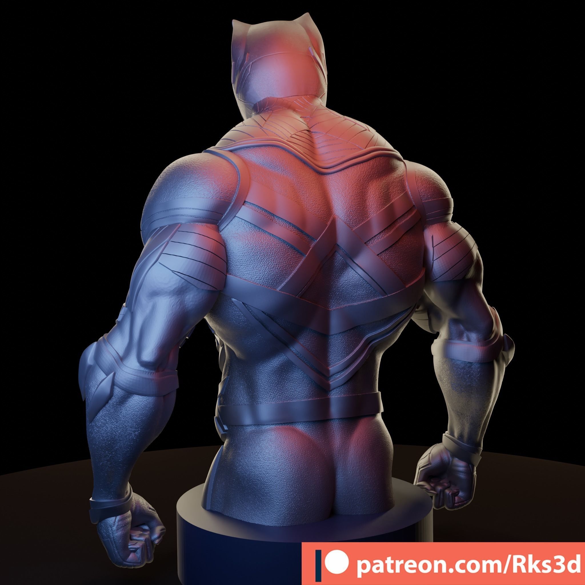 Black panther bust 3D print model_5