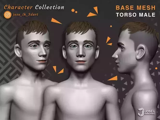 Basemesh - Stylized Male Head 3D model
