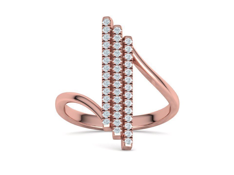 Alice 3Row Diamond Ring Bypass Ring French Pave Setting 3D print model_27