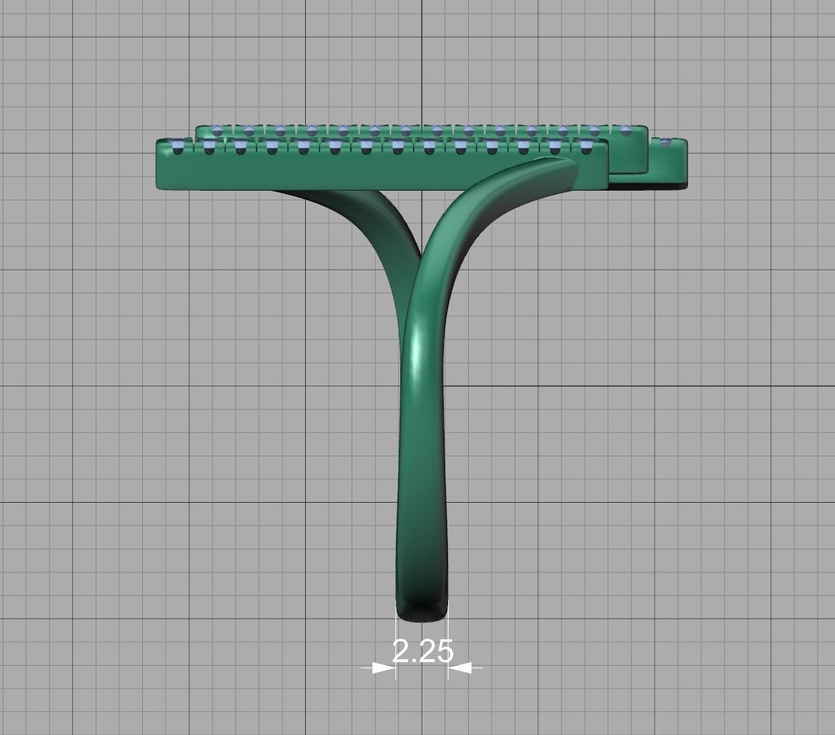 Alice 3Row Diamond Ring Bypass Ring French Pave Setting 3D print model_13