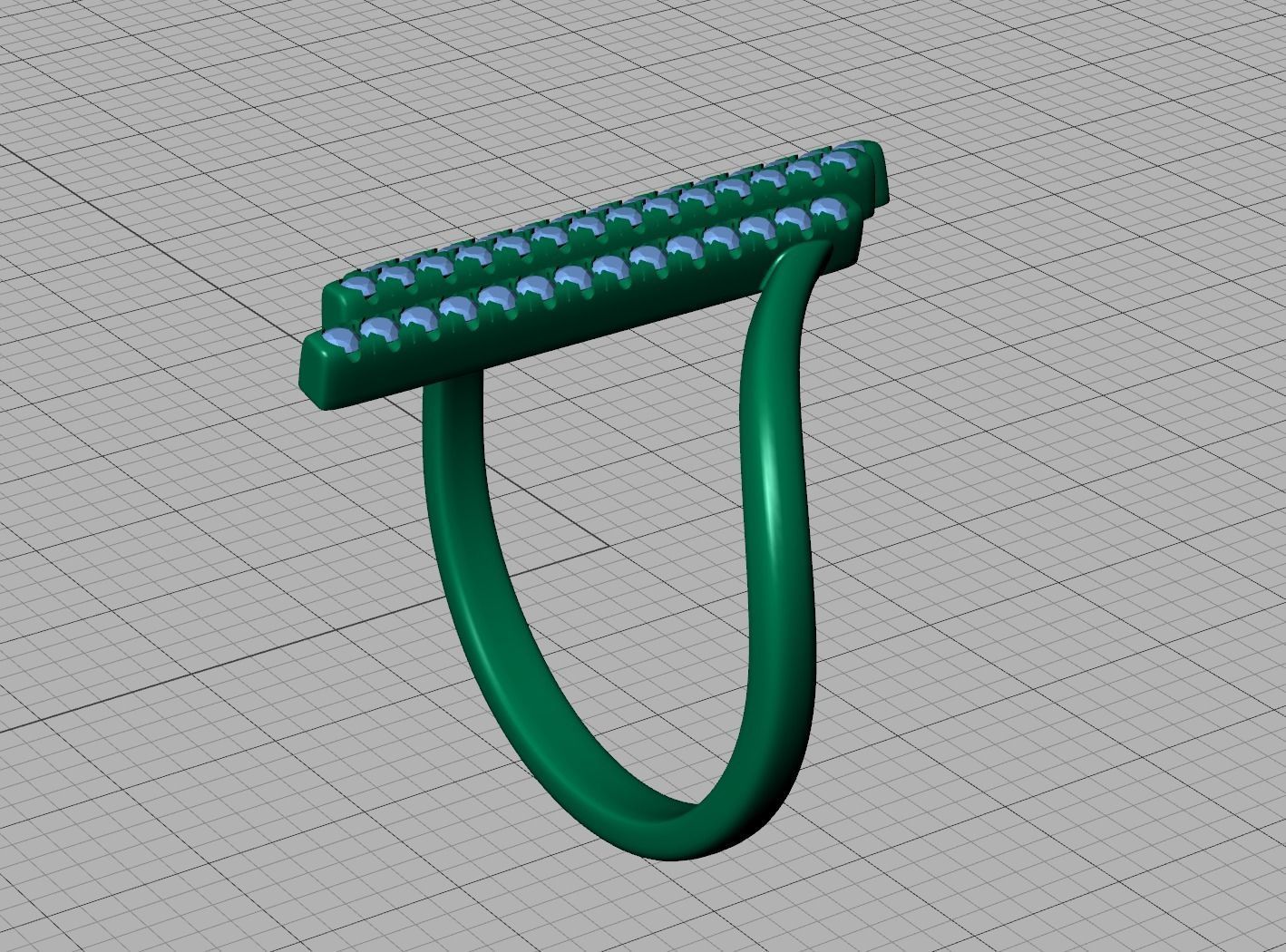 Alice 3Row Diamond Ring Bypass Ring French Pave Setting 3D print model_16