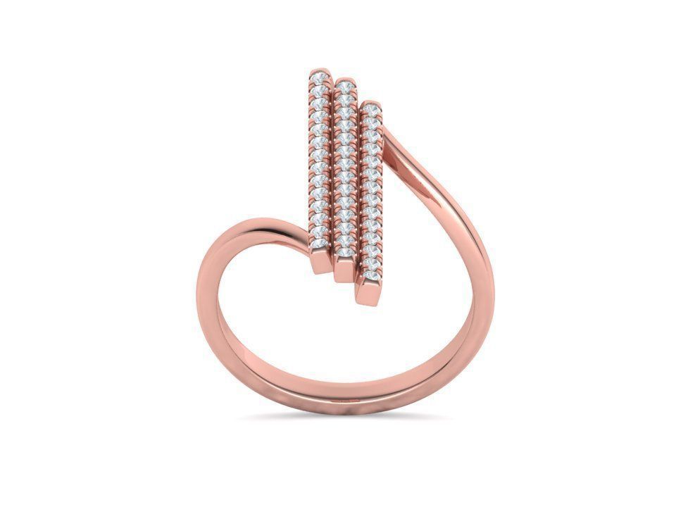 Alice 3Row Diamond Ring Bypass Ring French Pave Setting 3D print model_30