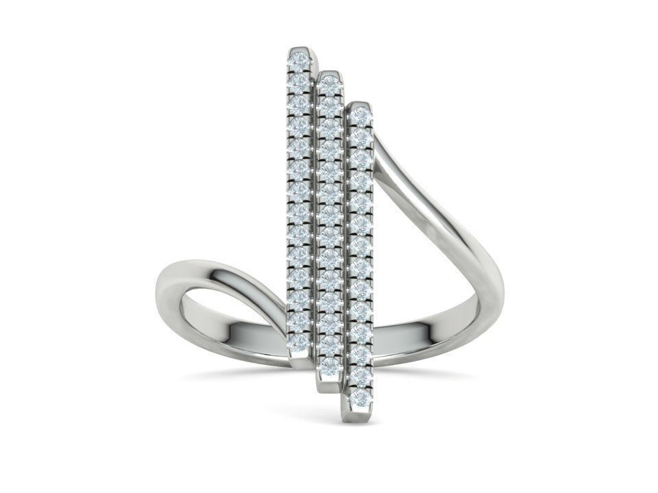 Alice 3Row Diamond Ring Bypass Ring French Pave Setting 3D print model_29