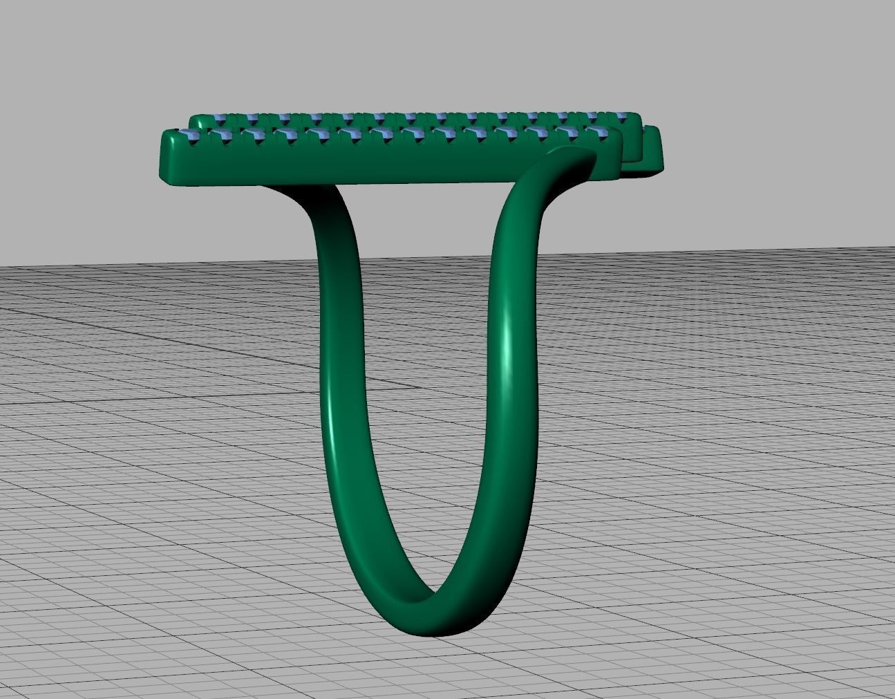 Alice 3Row Diamond Ring Bypass Ring French Pave Setting 3D print model_17